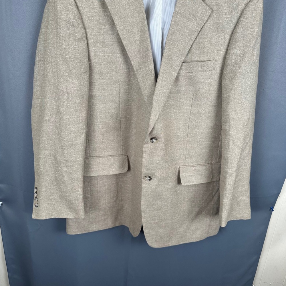 Jos. A. Bank Mens 43R Linen Wool Blend Blazer Sport Coat Tan 7717 2-Button - Picture 7 of 11